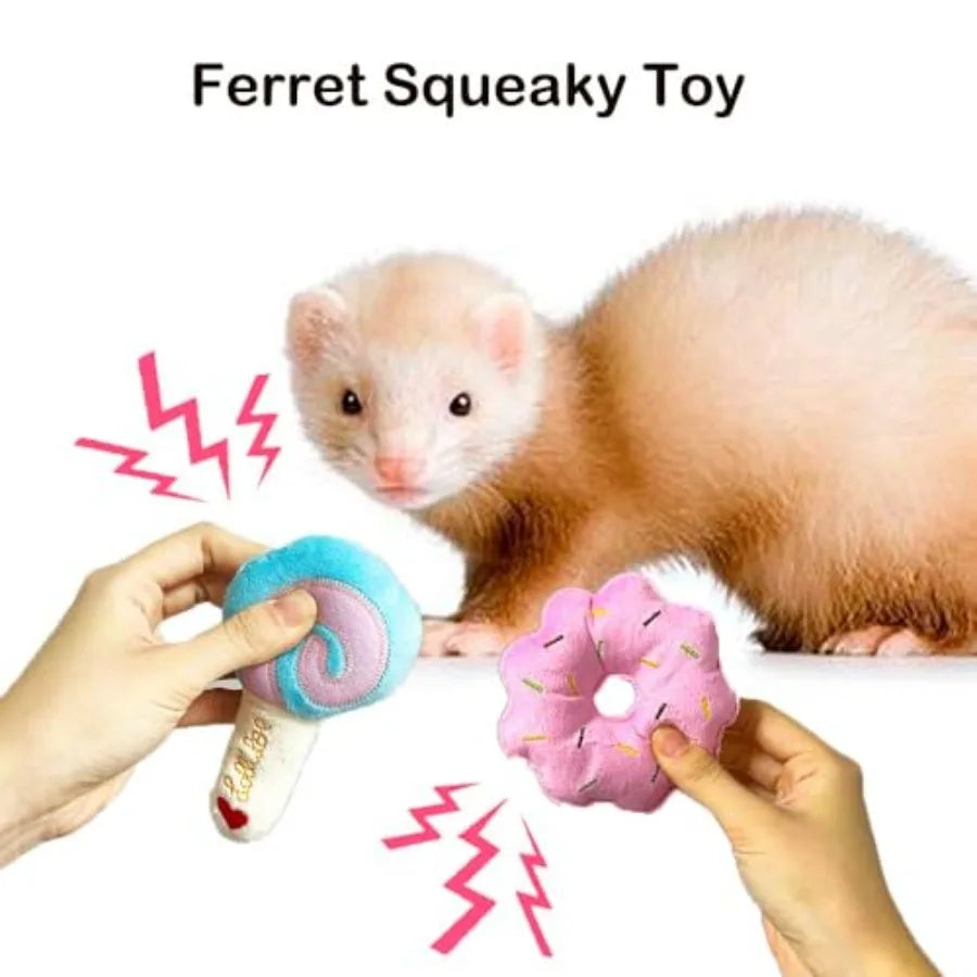 6 Pack Ferret Chew Toys Ferret Bell Ba Squeaker Toys Squeak Toy Teething Pet Toy Durable Knotted Tug of war Toy Cotton Chew Toy