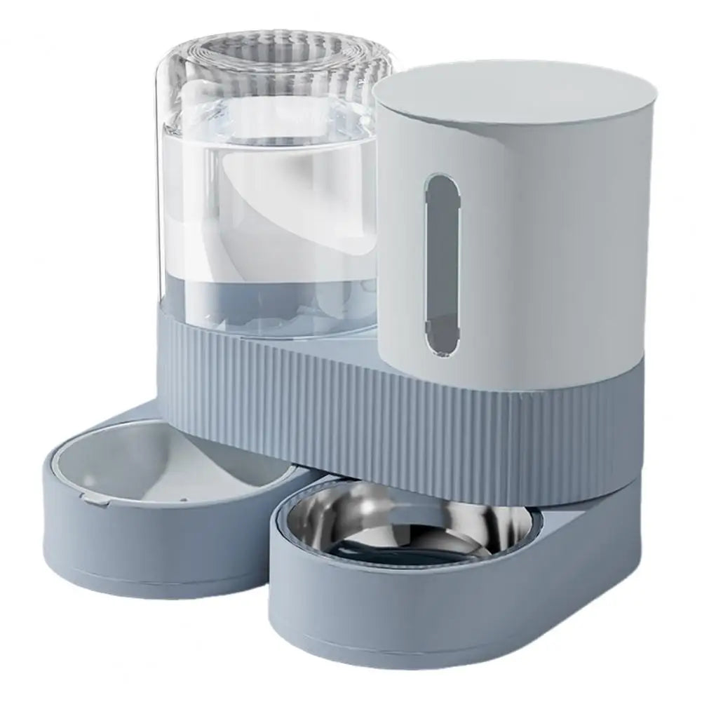 D Automatic Cat Feeder Automatic Pet Feeder Water Dispenser Set for Cats Dogs 2-in-1 Food Bowl with Stainless Steel Insert 1pcs