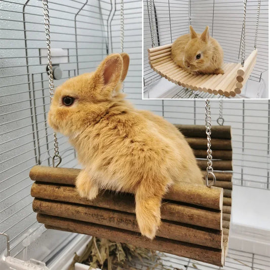 Wooden Hamster Hammock Summer Pet Swing Sleep Bed for Pet Hedgehog Squirrel Guinea Pig Rabbit Small Pets Toy Pet Hanging Hammock