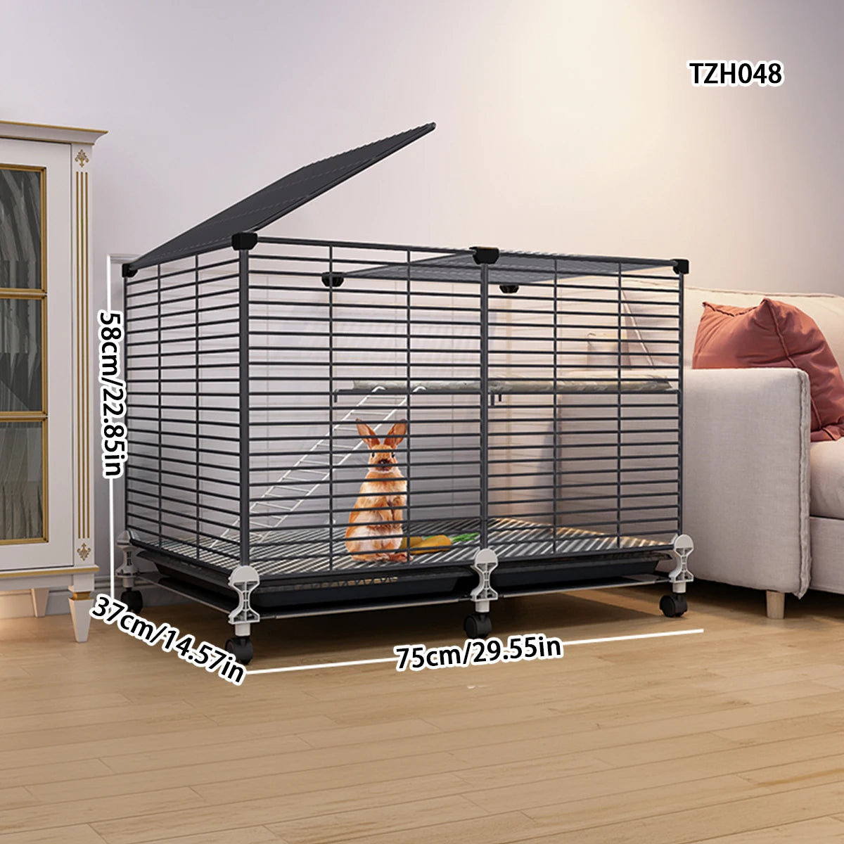 Rabbit Cage Household Large Double-Layer Indoor Rabbit Special Automatic Feces Cleaning Guinea Pig Cage Two-Story Platform House