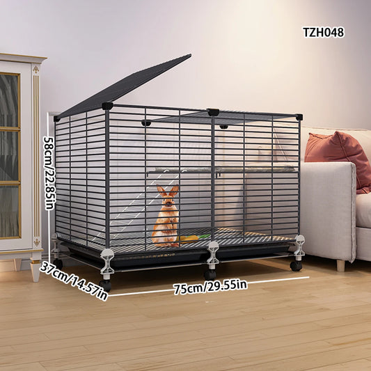 Rabbit Cage Household Large Double-Layer Indoor Rabbit Special Automatic Feces Cleaning Guinea Pig Cage Two-Story Platform House
