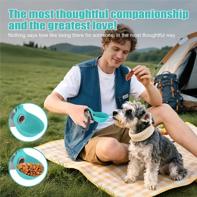 Dogs Cats Stainless Steel Water Bottle 285ml Leak-Proof with Silicone Bowl for Walks Hikes Outdoor Pet Water Dispenser