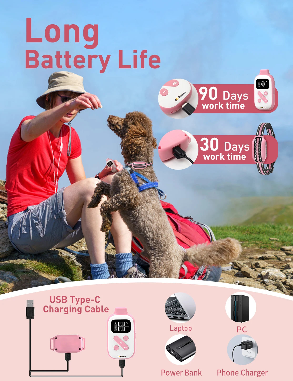 No Shock Dog Training Collar with Remote 2800Ft , Beep Vibration Safe Electric Training Collar Vibration Collar For All Dogs