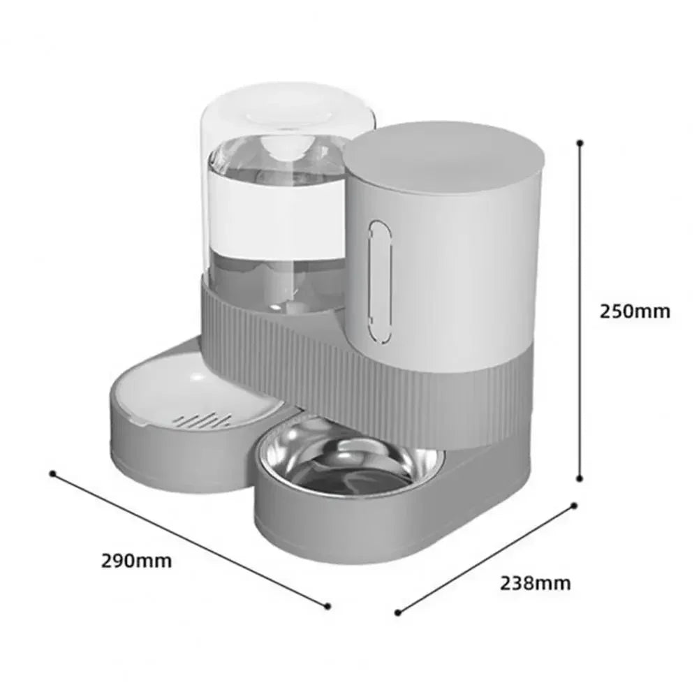 D Automatic Cat Feeder Automatic Pet Feeder Water Dispenser Set for Cats Dogs 2-in-1 Food Bowl with Stainless Steel Insert 1pcs