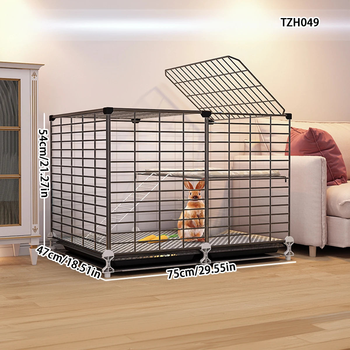 Rabbit Cage Household Large Double-Layer Indoor Rabbit Special Automatic Feces Cleaning Guinea Pig Cage Two-Story Platform House