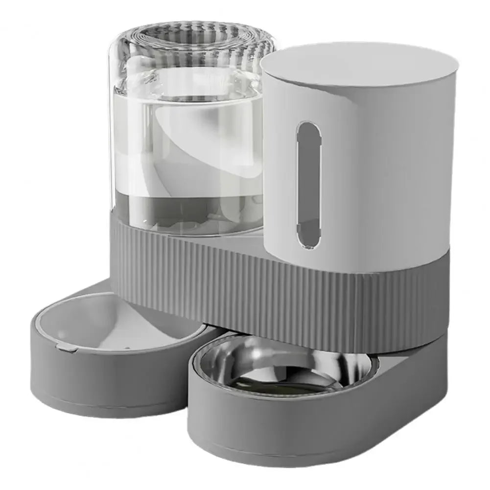 D Automatic Cat Feeder Automatic Pet Feeder Water Dispenser Set for Cats Dogs 2-in-1 Food Bowl with Stainless Steel Insert 1pcs