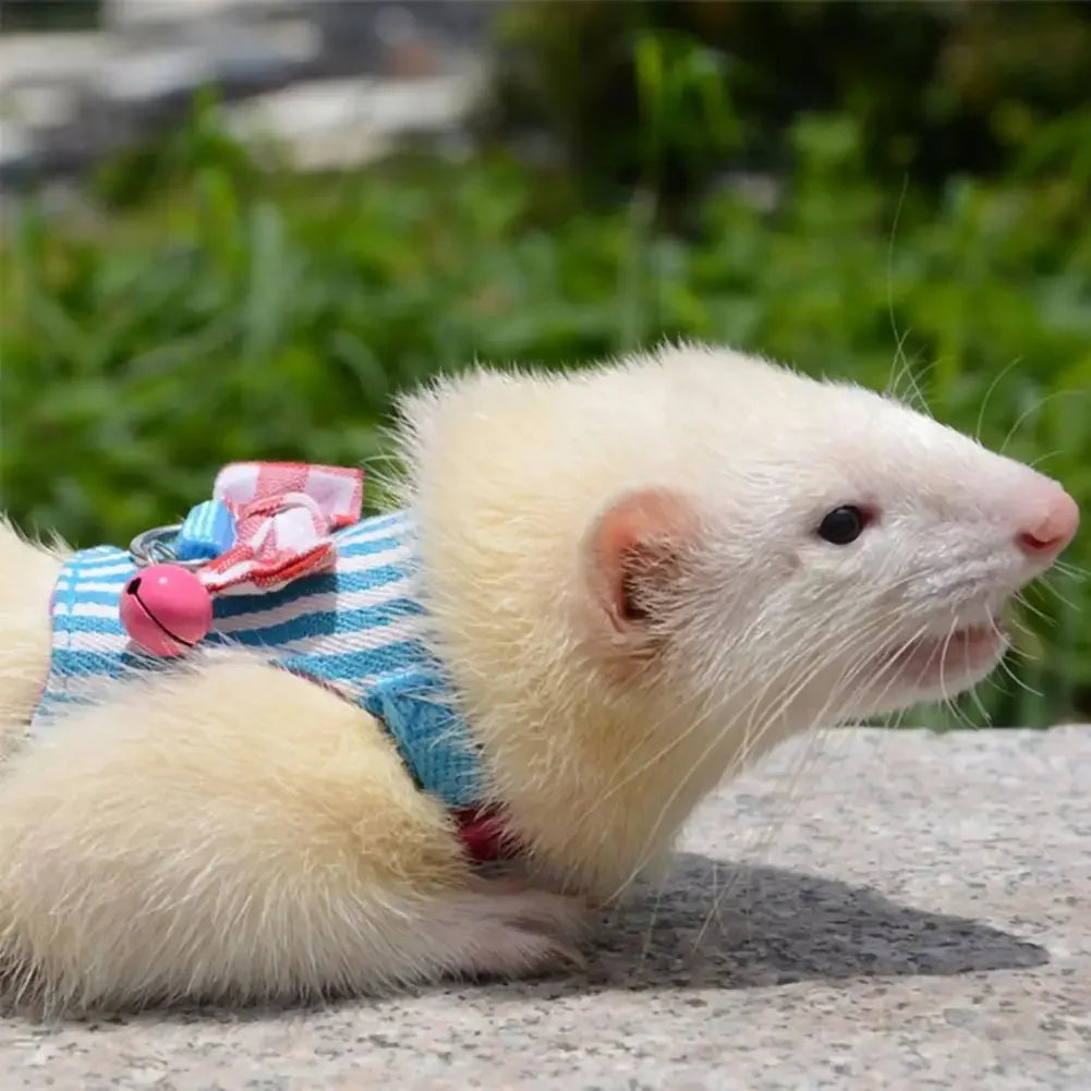 Pet Chest Strap Striped Hamster Rabbit Bow-knot Harness Vest Leash Traction Rope Ferrets Rats Chest Strap Small Pet Leashes