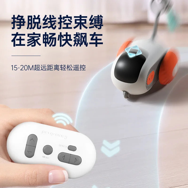 Smart Cat Toy Car Interactive Cat Toy Ball Automatic Rolling Remote Control Toy Car Indoor Cat Accessories Pet Kitten Supplies