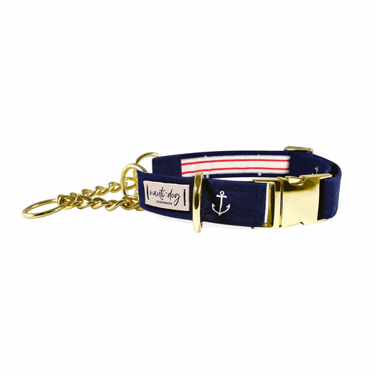 Neuti-Dog Anchors Away Nautical Buckle & Martingale Dog Collar